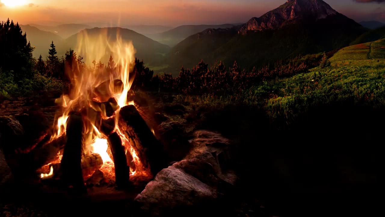 Campfire with Mountain